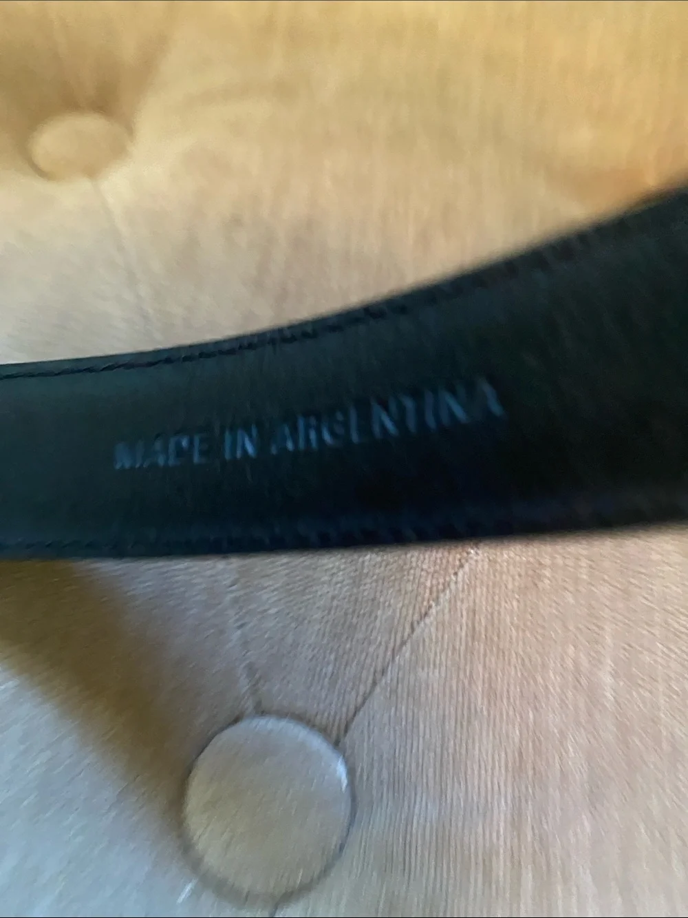 Ralph Lauren Navy Leather Belt with Gold Accent
